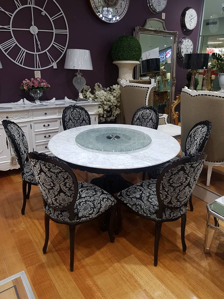 French Dining Table w/ Marble Top